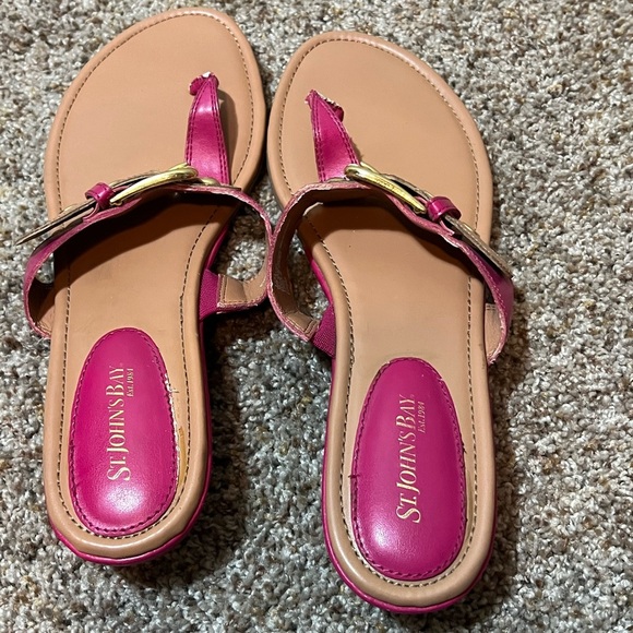St. John's Bay Shoes - St Johns Bay Sandals Pink Buckle 024-6146 Size 11 M